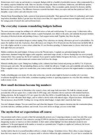 Why Most Remodels Go Over Budget—and How Phoenix Home Remodeling Keeps Costs on