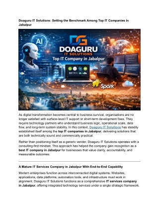 Doaguru IT Solutions – Top IT Company in Jabalpur for AI, MERN & Enterprise Serv