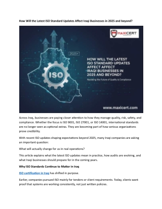 How Will the Latest ISO Standard Updates Affect Iraqi Businesses in 2025 and beyond