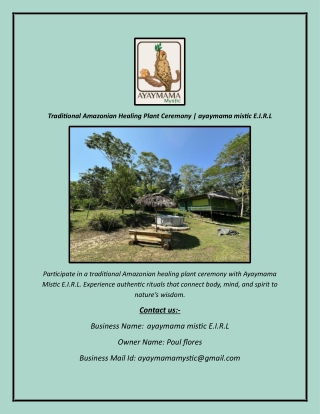Traditional Amazonian Healing Plant Ceremony  ayaymama mistic E.I.R.L