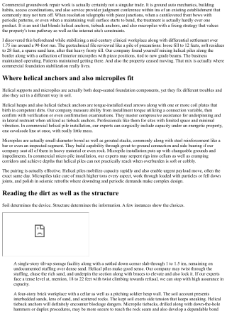 Commercial Foundation Repair: Combining Helical Anchors as well as Micropiles