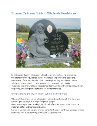 Timeless 7X Power Guide to Wholesale Headstones