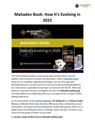 Mahadev Book How It’s Evolving in 2025