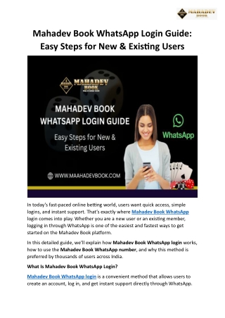 Mahadev Book WhatsApp Login Guide Easy Steps for New & Existing Users