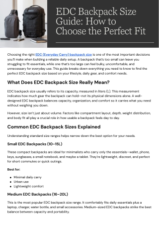 EDC Backpack Size Guide How to Choose the Perfect Fit