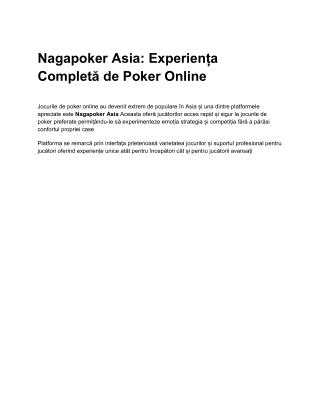 Nagapoker Asia_ Experiența Completă de Poker Online