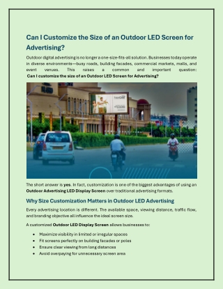 Can I Customize the Size of an Outdoor LED Screen for Advertising