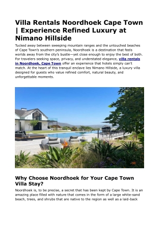Villa Rentals Noordhoek Cape Town _ Experience Refined Luxury at Nimano Hillside