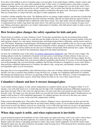 Car Window Replacement in Columbia: Child and Pet Safety Considerations