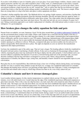 Car Window Replacement in Columbia: Child and Pet Safety Considerations