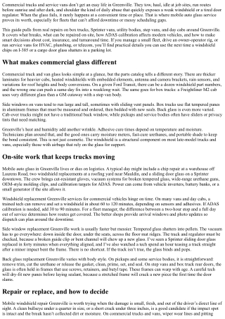 Mobile Auto Glass Greenville: Commercial Truck and Van Options