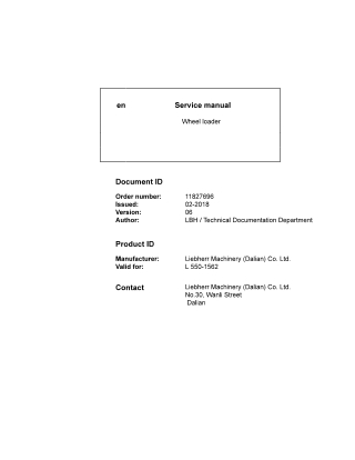 LIEBHERR L550-1562 Wheel Loader Service Repair Manual Instant Download
