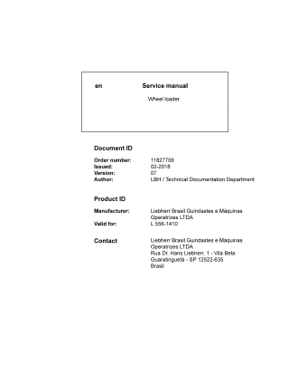 LIEBHERR L556-1410 Wheel Loader Service Repair Manual Instant Download