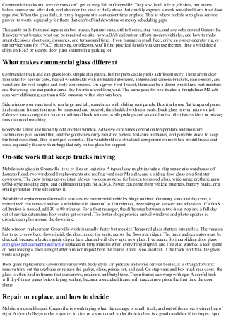 Mobile Auto Glass Greenville: Commercial Truck and Van Options