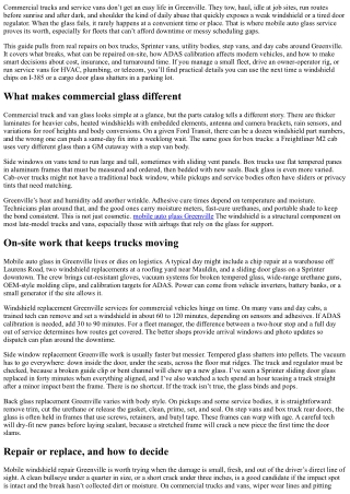 Mobile Auto Glass Greenville: Commercial Truck and Van Options