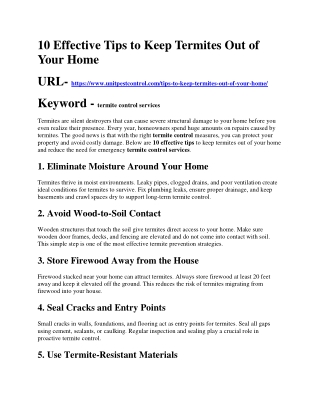 10 Effective Tips to Keep Termites Out of Your Home