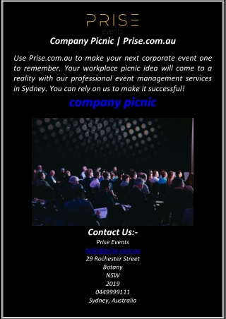 Company Picnic | Prise.com.au