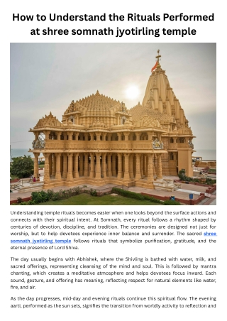 How to Understand the Rituals Performed at shree somnath jyotirling temple
