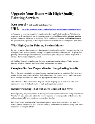Upgrade Your Home with High-Quality Painting Services