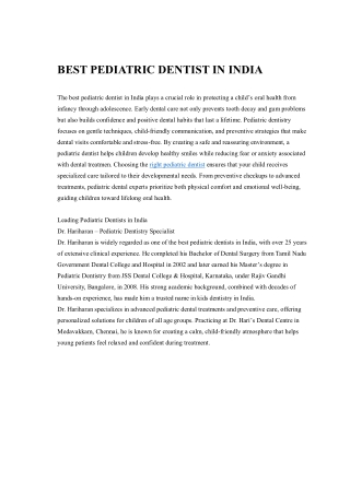 BEST PEDIATRIC DENTIST IN INDIA PDF