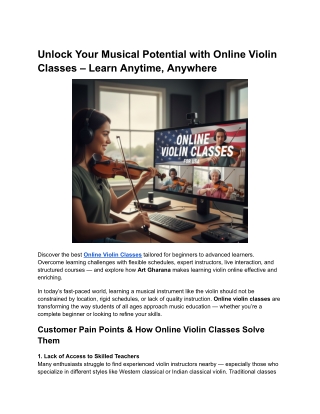 Unlock Your Musical Potential with Online Violin Classes – Learn Anytime, Anywhere