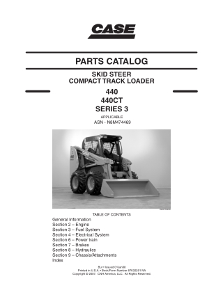 CASE 440, 440CT Series 3 Skid Steer Loader Parts Catalogue Manual Instant Download