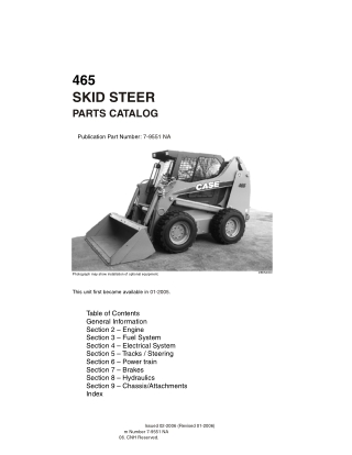 CASE 465 Skid Steer Loader Parts Catalogue Manual Instant Download
