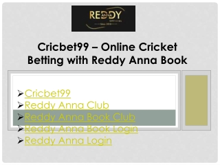 Cricbet99 – Online Cricket Betting with Reddy Anna Book
