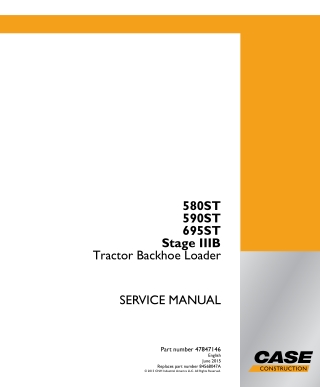 CASE 580ST 590ST 695ST Stage IIIB Tractor Backhoe Loader Service Repair Manual Instant Download