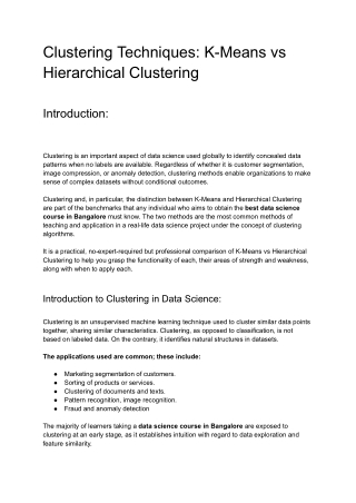 Clustering Techniques  - K-Means vs Hierarchical Clustering