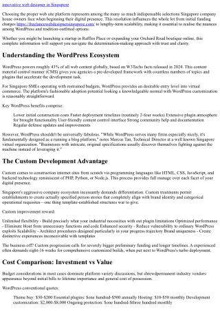 Web Design Singapore Comparison: WordPress Flexibility vs Custom Precision