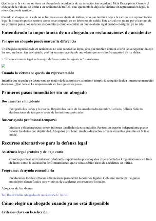 Qué hacer si la víctima no tiene un abogado de accidentes de reclamación tras ac