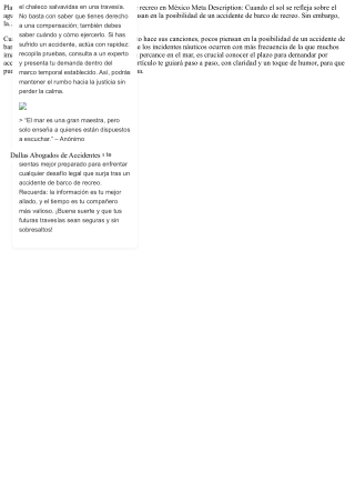 Plazo para demandar por accidente de barco de recreo en México