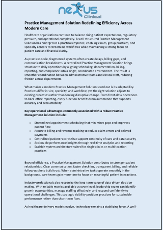 Practice Management Solution Redefining Efficiency Across Modern Care