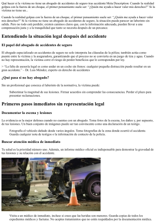 Qué hacer si la víctima no tiene un abogado de accidentes de seguro tras acciden