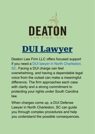 DUI Lawyer in North Charleston, SC: Defense for DUI Charges and Legal Guidance