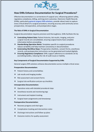 How EHRs Enhance Documentation for Surgical Procedures?