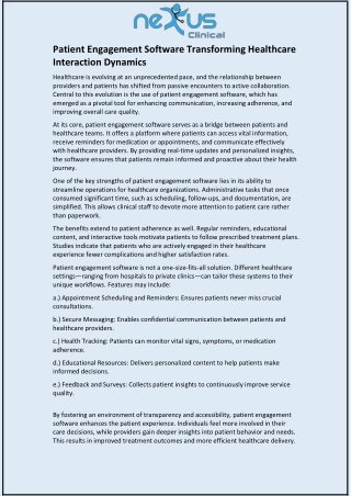Patient Engagement Software Transforming Healthcare Interaction Dynamics
