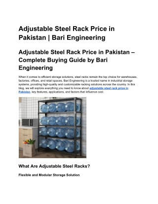 Adjustable Steel Rack Price in Pakistan Bari Engineering