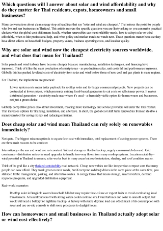 How Thailand Loses When People Ignore That Solar and Wind Are Now the Cheapest P