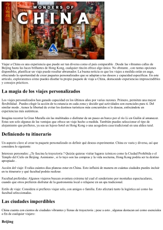 Viajes a la medida en China: crea tu propio itinerario exclusivo