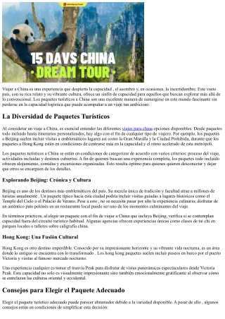 Averigua los Misterios de los Circuitos Turísticos a China