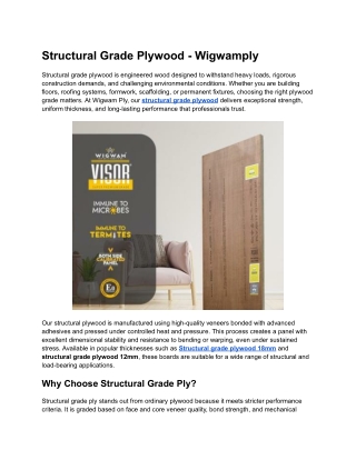 Structural Grade Plywood - Wigwamply