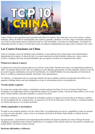 Cuándo Hacer un viaje a China: Épocas y Óptimas Meses