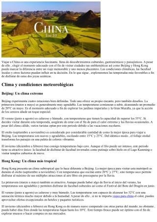 Épocas propicias con el fin de  Visitar Beijing y Hong Kong