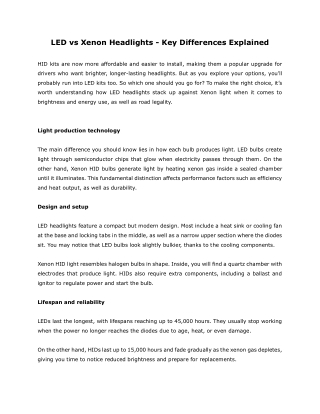 LED vs Xenon Headlights - Key Differences Explained