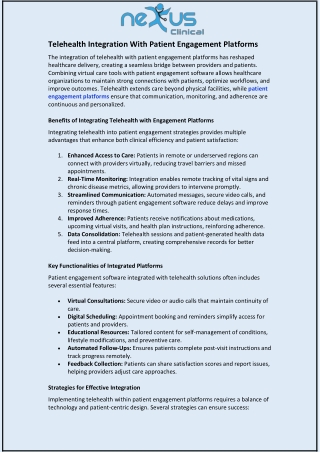 Telehealth Integration With Patient Engagement Platforms