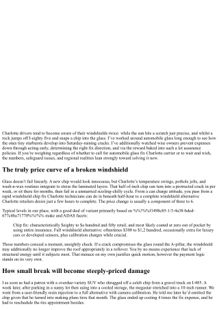 Why Auto Glass Repair Charlotte Services Save You Money