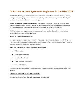 AI Passive Income System for Beginners in the USA 2026