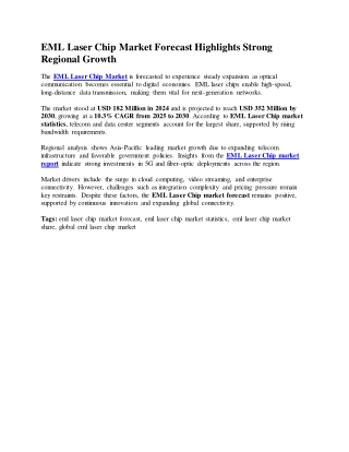 EML Laser Chip Market Forecast Highlights Strong Regional Growth